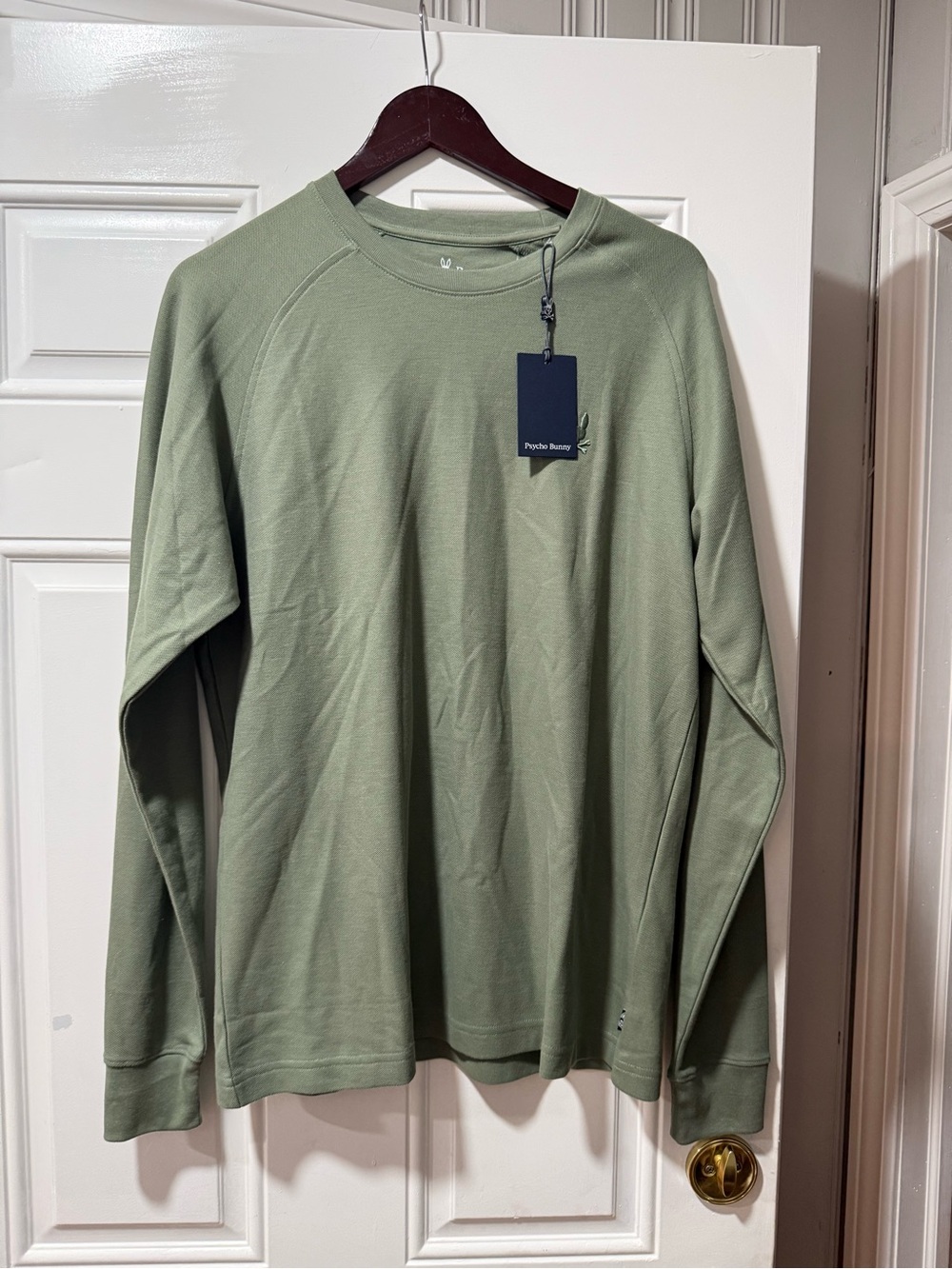 Psycho Bunny Olive Green Long Sleeve Crewneck Sweatshirt